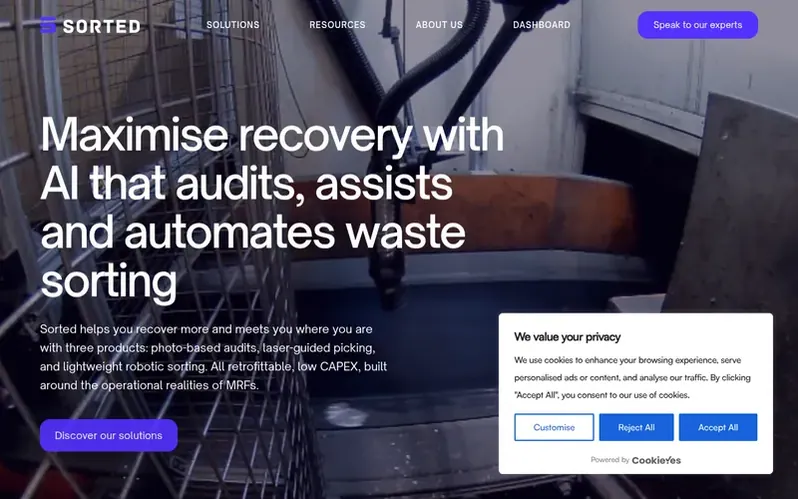 Screenshot of the Sorted homepage