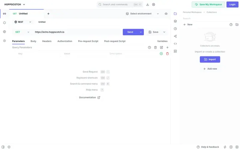 Screenshot of the Hoppscotch homepage
