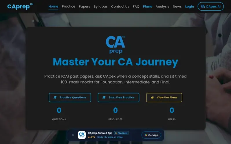 Screenshot of the CAprep™ homepage