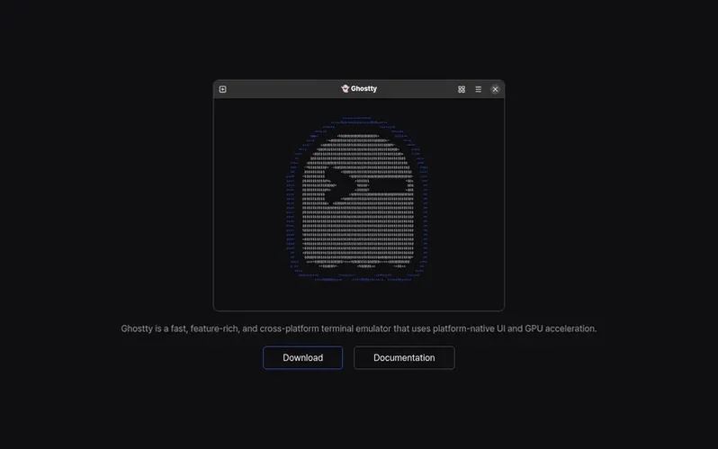 Screenshot of the Ghostty homepage