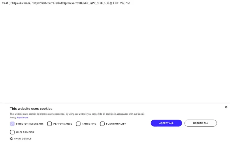 Screenshot of the Kaiber homepage